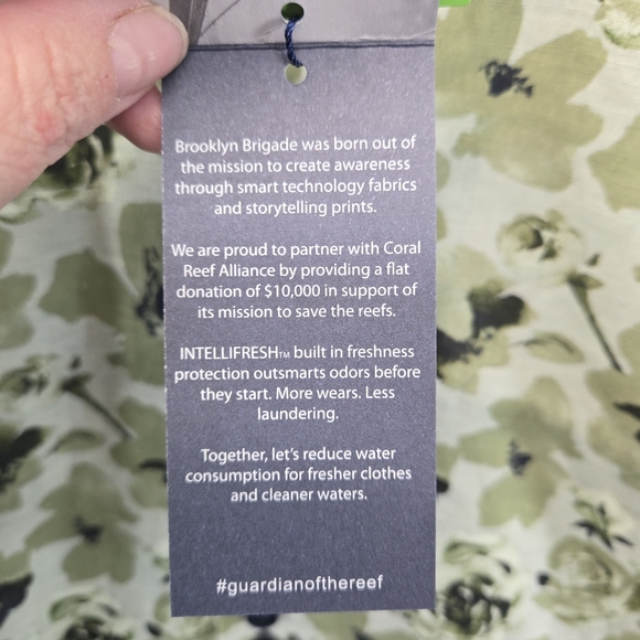 Brooklyn Brigade Green Rose Camp Shirt Linen Blend Short Sleeve Size Small S New - Picture 8 of 9